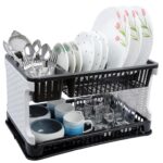 Kitchen plastic dish drying rack for daily utensil organisation