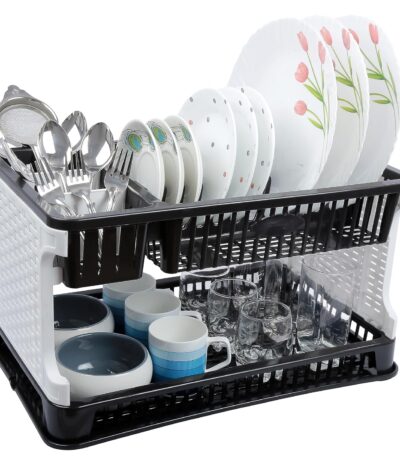Kitchen plastic dish drying rack for daily utensil organisation
