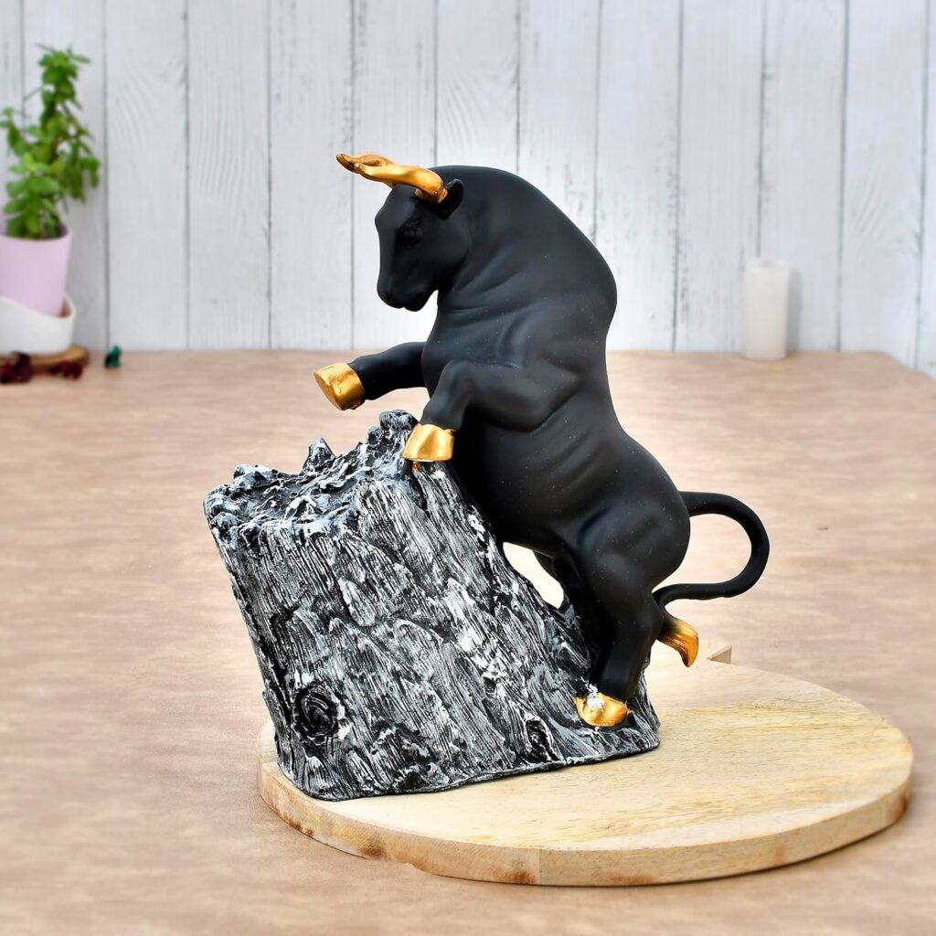 Handcrafted bull sculpture symbolizing power and creativity