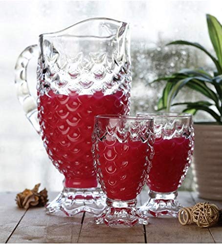 Crystal clear glass water jug with elegant fish cut design for dining table