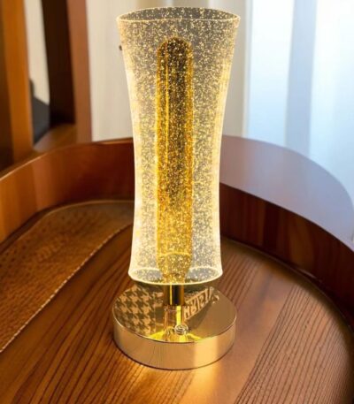 3D infinity crystal LED night lamp with premium gold base for bedroom décor