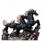 Two running horse statue showpiece symbolizing strength speed and success