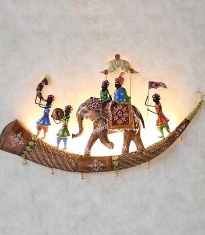 Traditional royal baarat metal wall decor illuminated with elegant LED lights