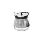 Stainless steel ghee dani storage container with spoon for kitchen use