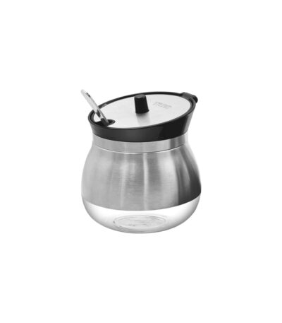 Stainless steel ghee dani storage container with spoon for kitchen use