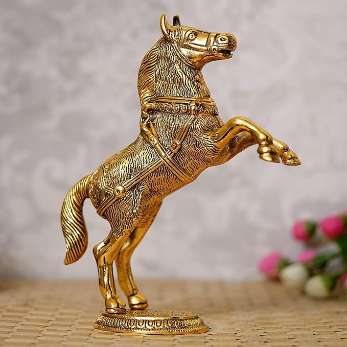 Gold Plated Jumping Horse Statue for Home Decor Beautiful gold plated finish jumping horse statue smooth luxury home decor