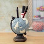 Antique style globe pen holder for office desk décor