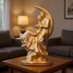 Golden moon couple statue adding romantic charm to living room décor