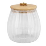 Moisture-proof thick glass sealed jar with striped design for kitchen storage