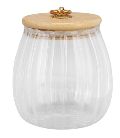 Moisture-proof thick glass sealed jar with striped design for kitchen storage