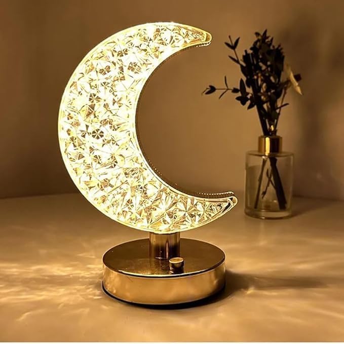 Half moon crystal LED touch light for bedroom night lighting