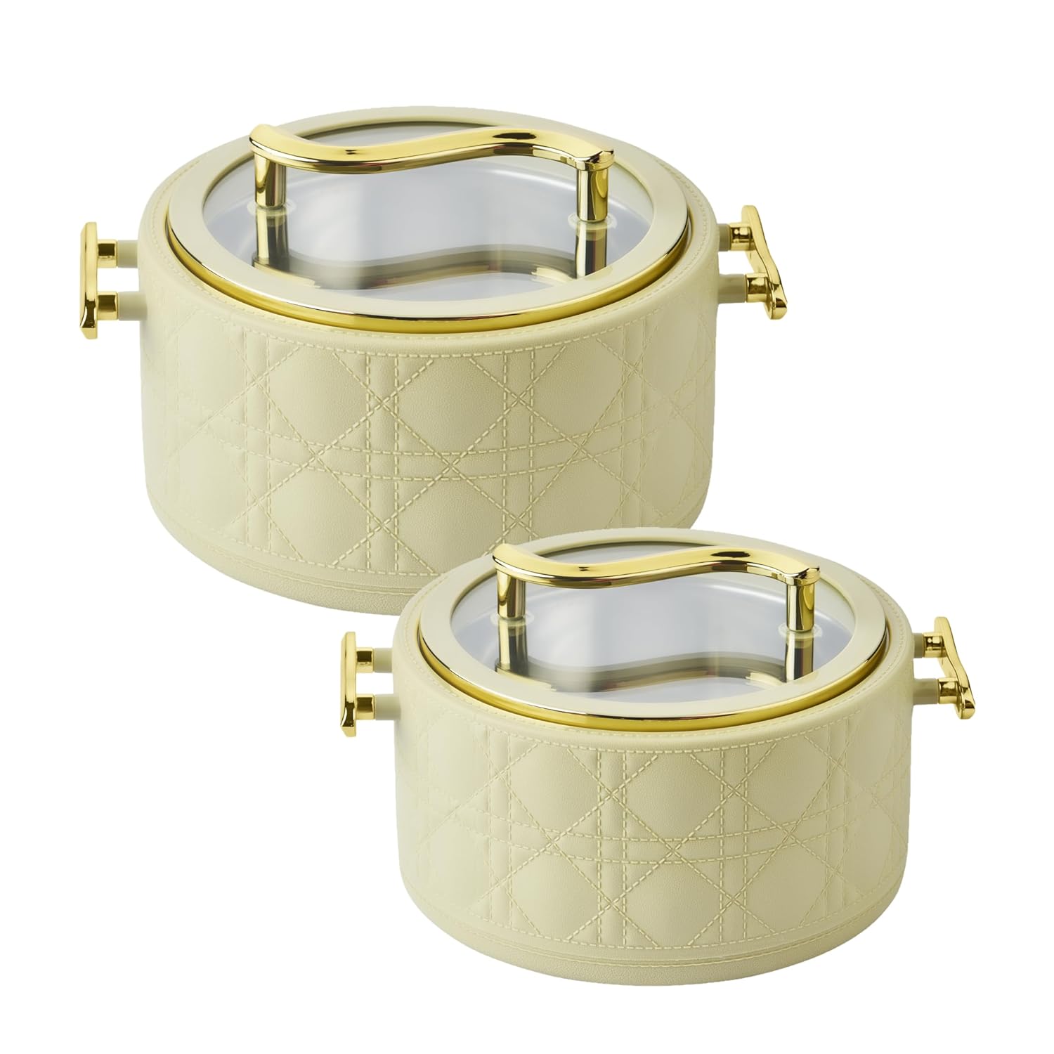 Premium Insulated Hot Pot Casserole with Glass Lid & Gold Handles Luxury insulated hot pot casserole with elegant gold handles and glass lid