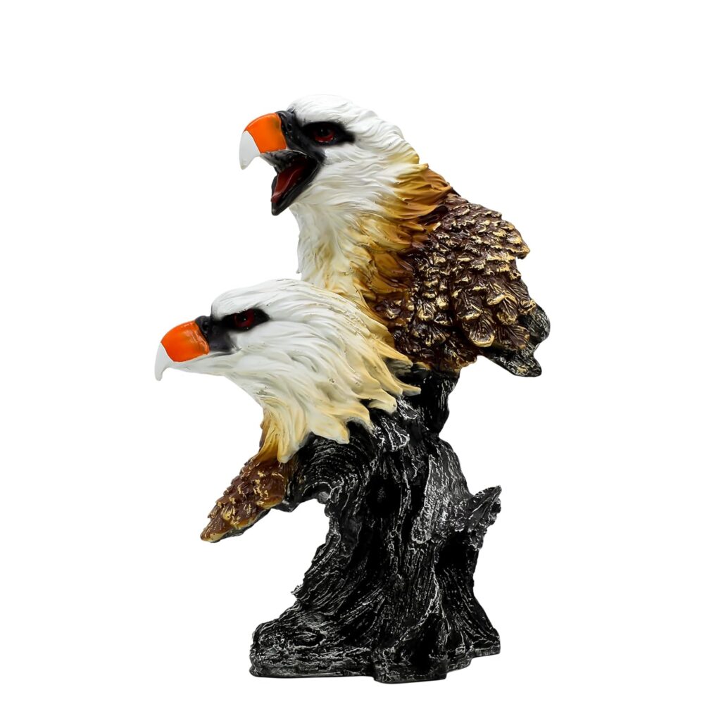 Handcrafted colorful eagle head figurine with artistic detailing