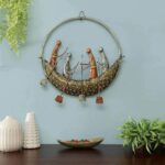 Digital metal iron painted round boat wall art sculpture for modern home decor