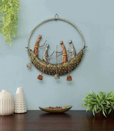 Digital metal iron painted round boat wall art sculpture for modern home decor
