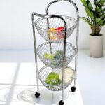 Premium stainless steel 3 tier kitchen trolley for organised storage
