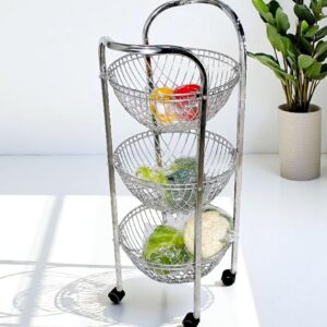 Premium stainless steel 3 tier kitchen trolley for organised storage