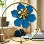 Large metal flower and leaf decorative table showpiece