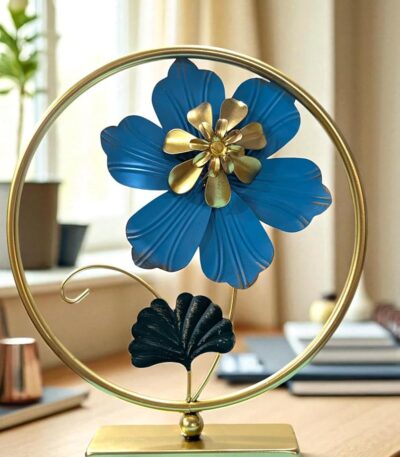 Large metal flower and leaf decorative table showpiece