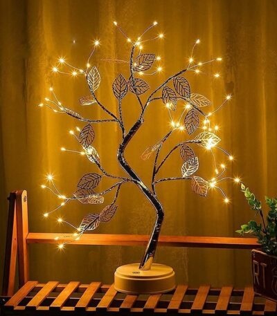Decorative metal leaf lamp featuring LED fairy string lights