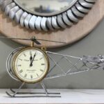 Handcrafted vintage metal table clock antique decorative showpiece