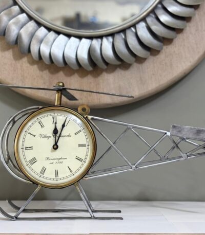 Handcrafted vintage metal table clock antique decorative showpiece