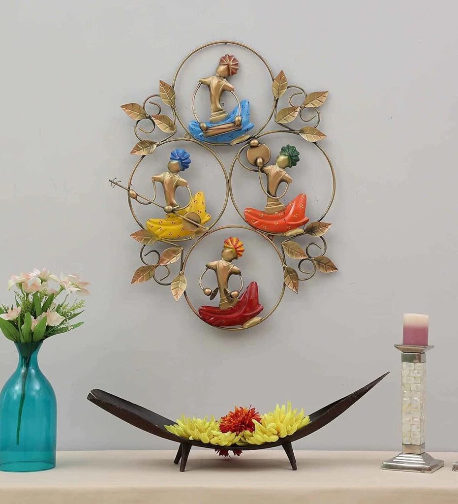 Metal wall hanging marwari music frame home decor with traditional rajasthani art