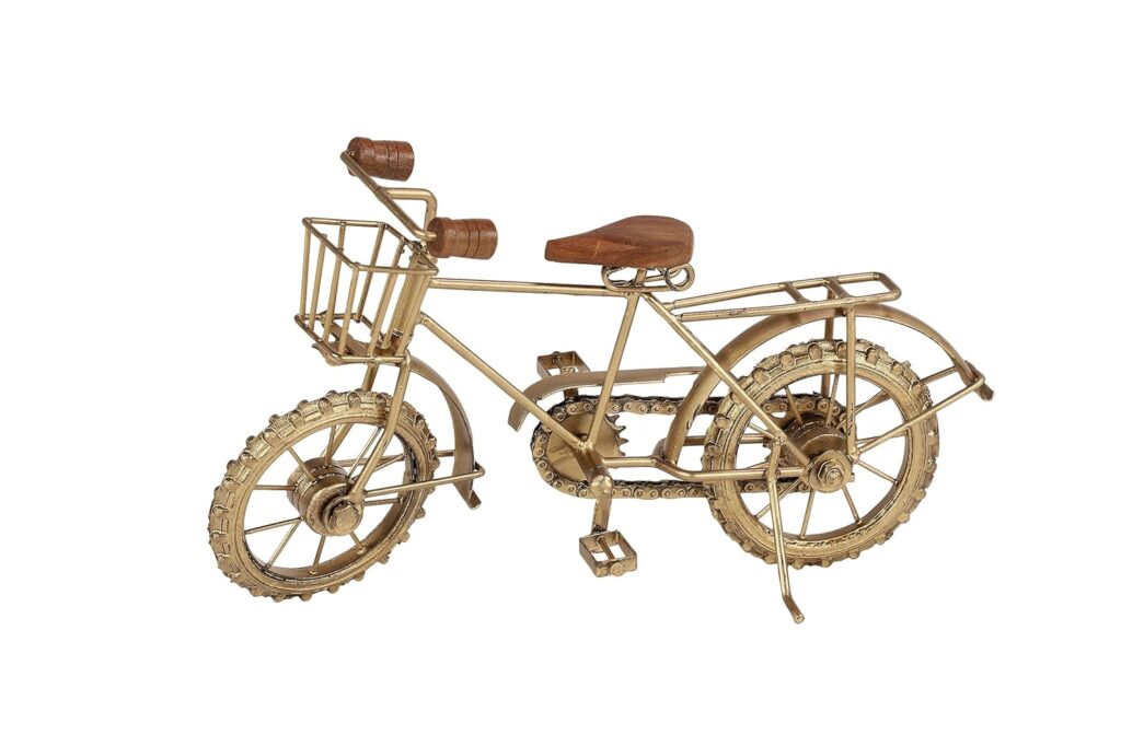 handcrafted metal and wood replica bicycle decorative showpiece for home decor
