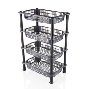 4 tier plastic storage rack for organizing kitchen essentials
