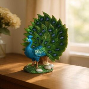 Handcrafted dancing peacock statue artistic home accent