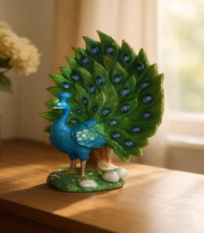 Handcrafted dancing peacock statue artistic home accent