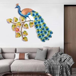 Handcrafted metal peacock wall decor artistic hanging sculpture
