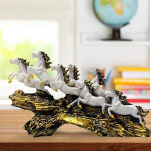 Majestic seven horses showpiece antique finish symbol of success and prosperity