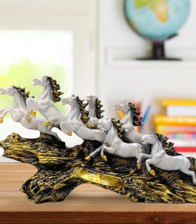 Majestic seven horses showpiece antique finish symbol of success and prosperity