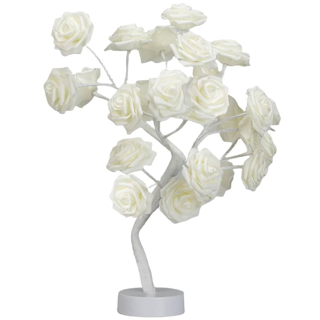 LED White Rose Tree Light for Elegant Home Décor