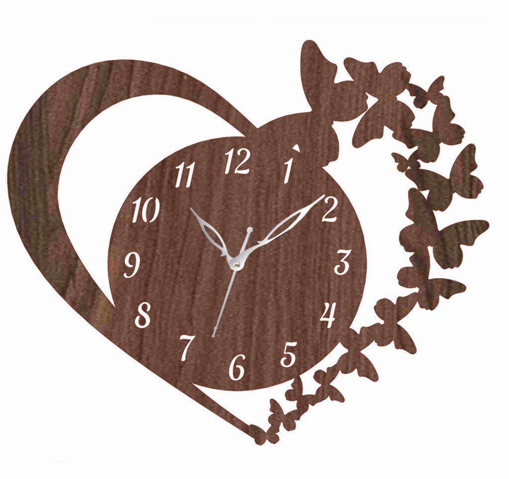Trendy Roman wooden wall clock with MDF carving and analog display