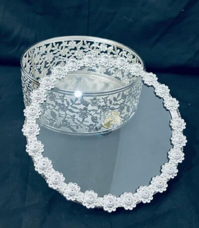 Silver stylish box centerpiece luxury container for modern home décor