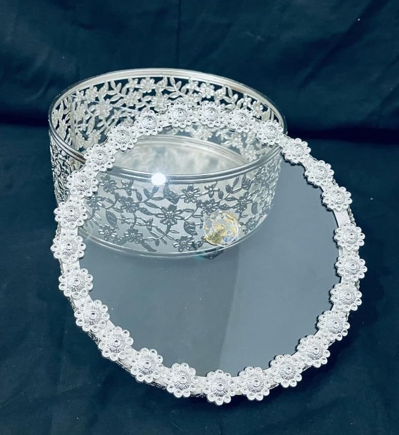 Silver stylish box centerpiece luxury container for modern home décor