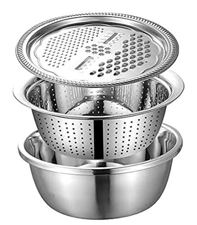 3 in 1 multipurpose stainless steel drain basket with grater