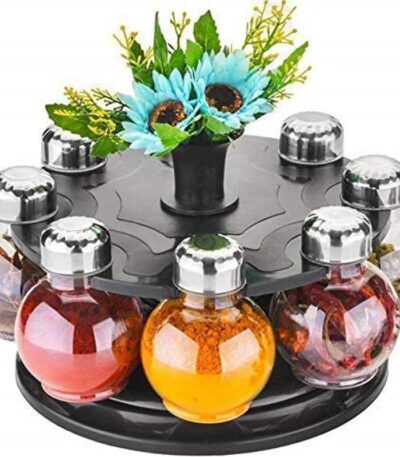 360 degree rotating spice rack plastic design for easy access