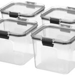 Air tight kitchen storage containers set for dry food organization