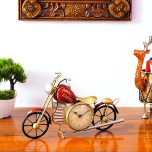 Handpainted metal bicycle clock showpiece for tabletop décor