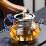 Glass tea pot with stainless steel infuser for loose leaf brewing