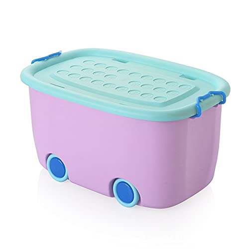Storage Organizer Bin with Wheels Plastic storage basket with smooth rolling wheels for multipurpose use