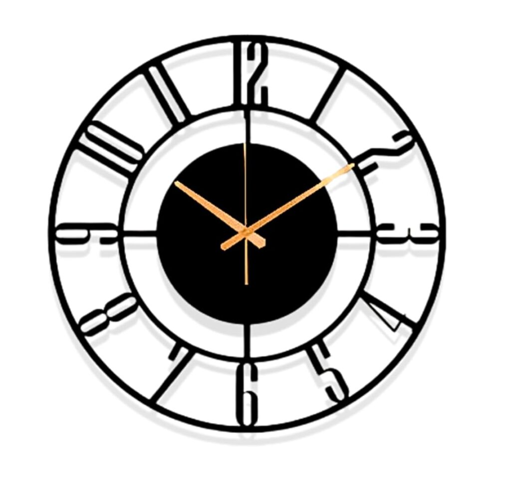 Unique metal wall clock with artistic design for modern home interiors