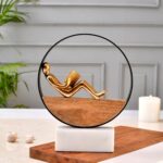 Metal man reading book modern art sculpture for home decor