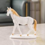 Elegant white resin war horse statue animal sculpture for luxury home decor