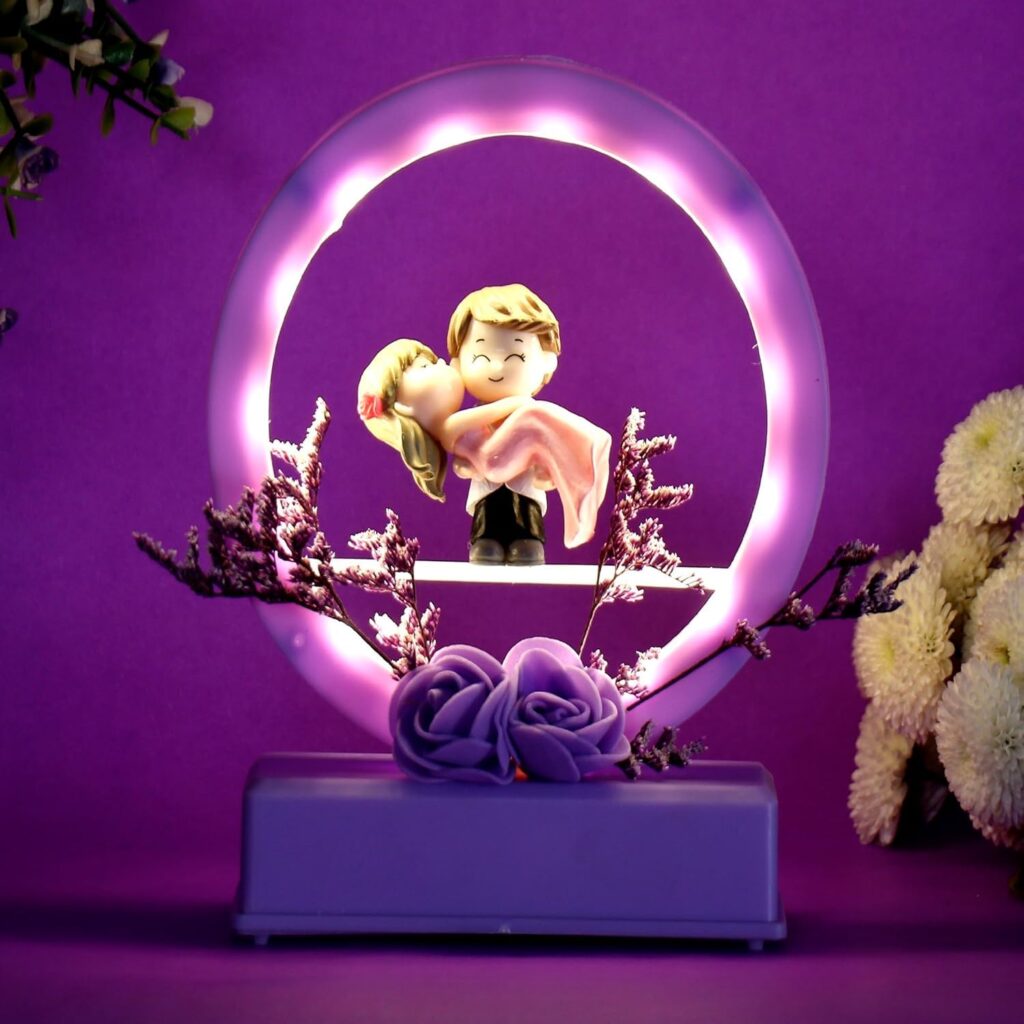 Musical Hug Couple Showpiece with LED Lights for Romantic Home Decor