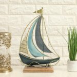 Multicolour metal and wood gale boat ship model decorative showpiece