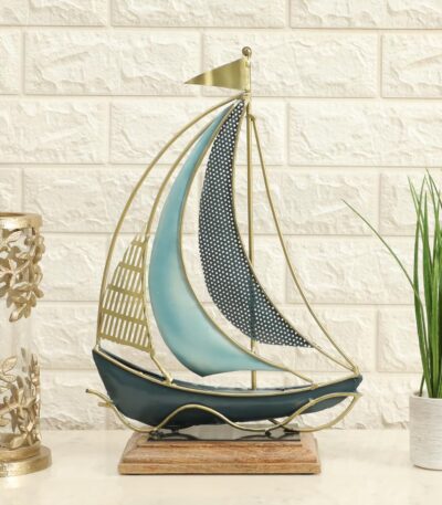 Multicolour metal and wood gale boat ship model decorative showpiece